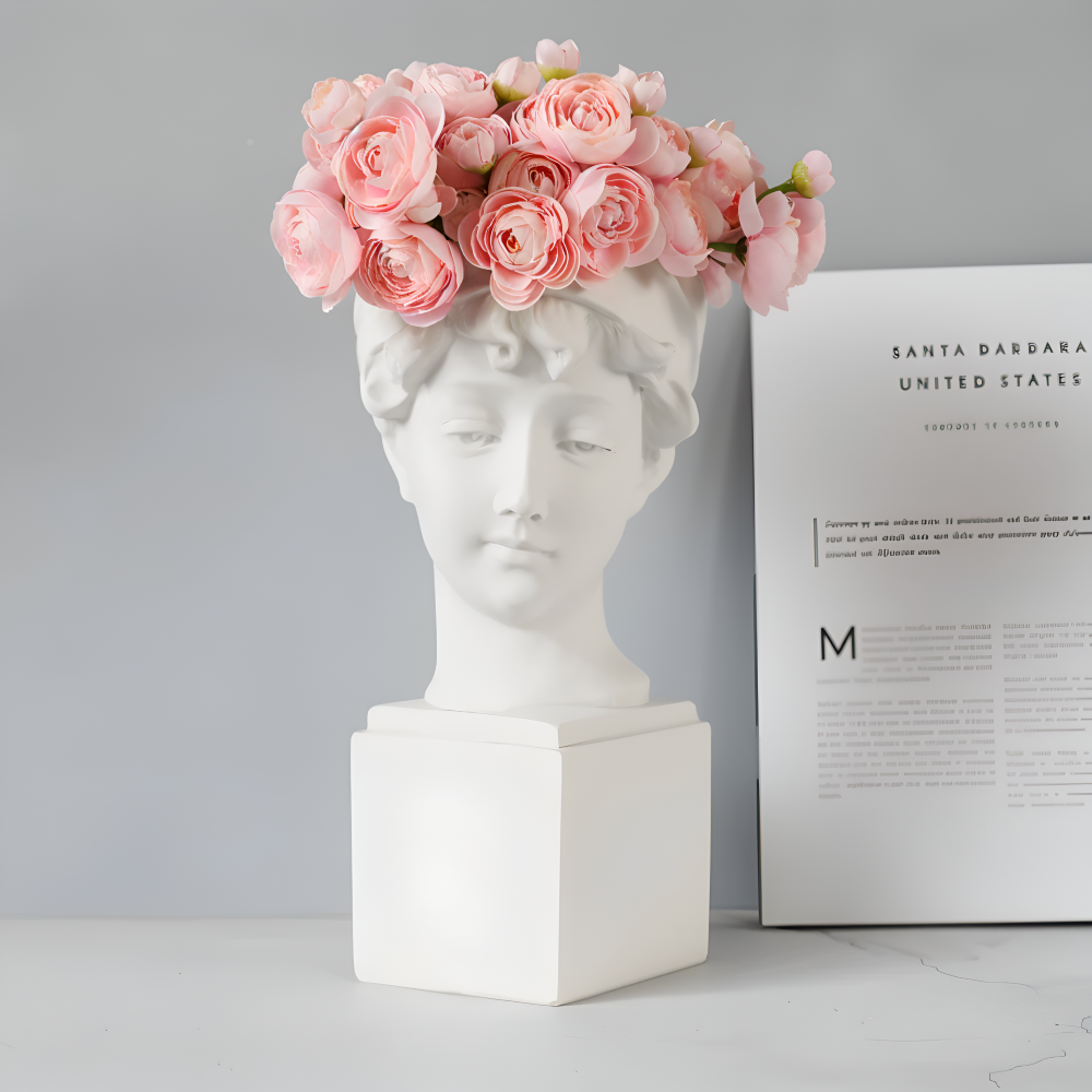 Mythisk Blomkruka - Grekiskt Huvud Kruka - Ansikte Blomkruka - Grekisk Huvud Staty