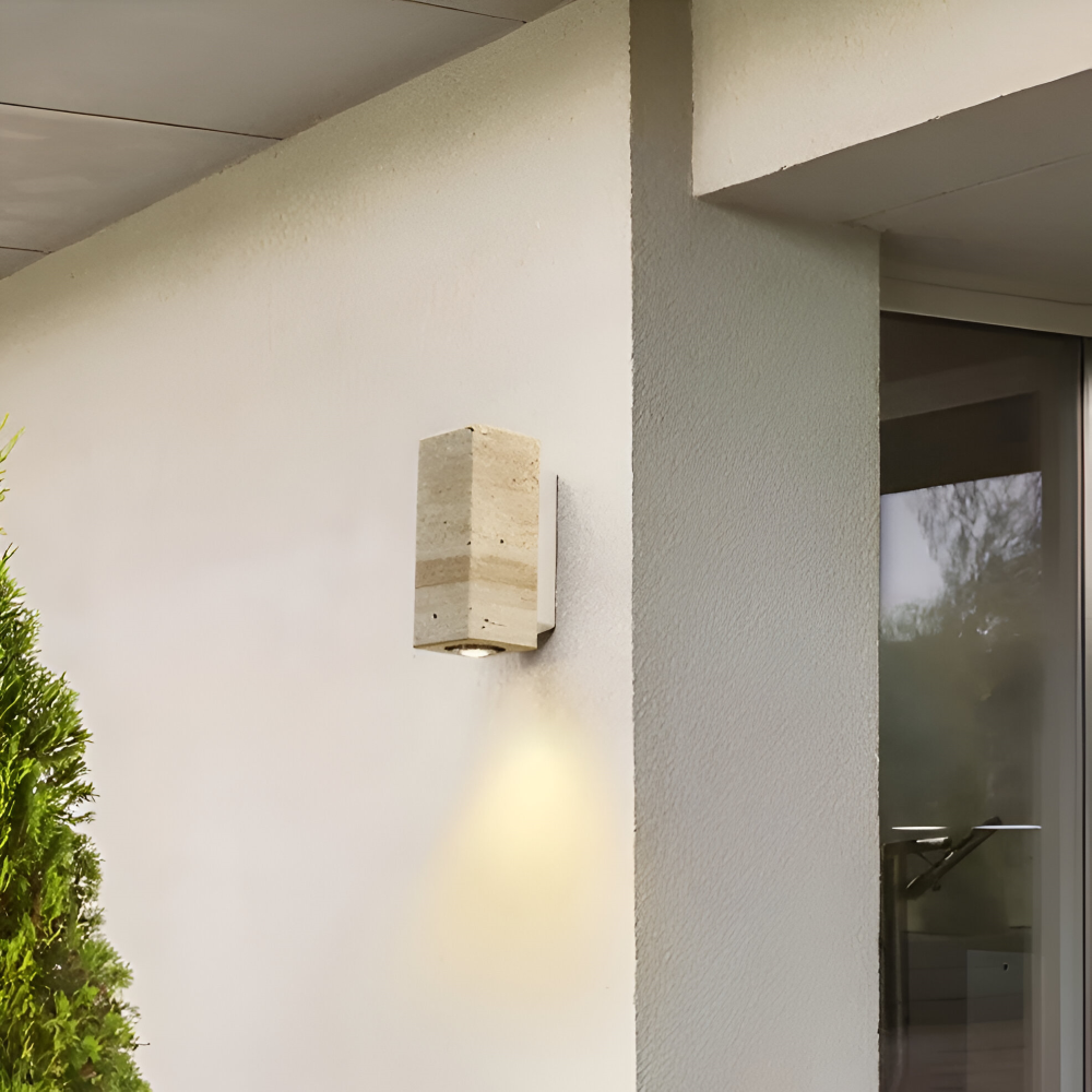 Natursten Vägglampa - Travertin Vägglampa - Strip Vägglampa Marmor Träbas