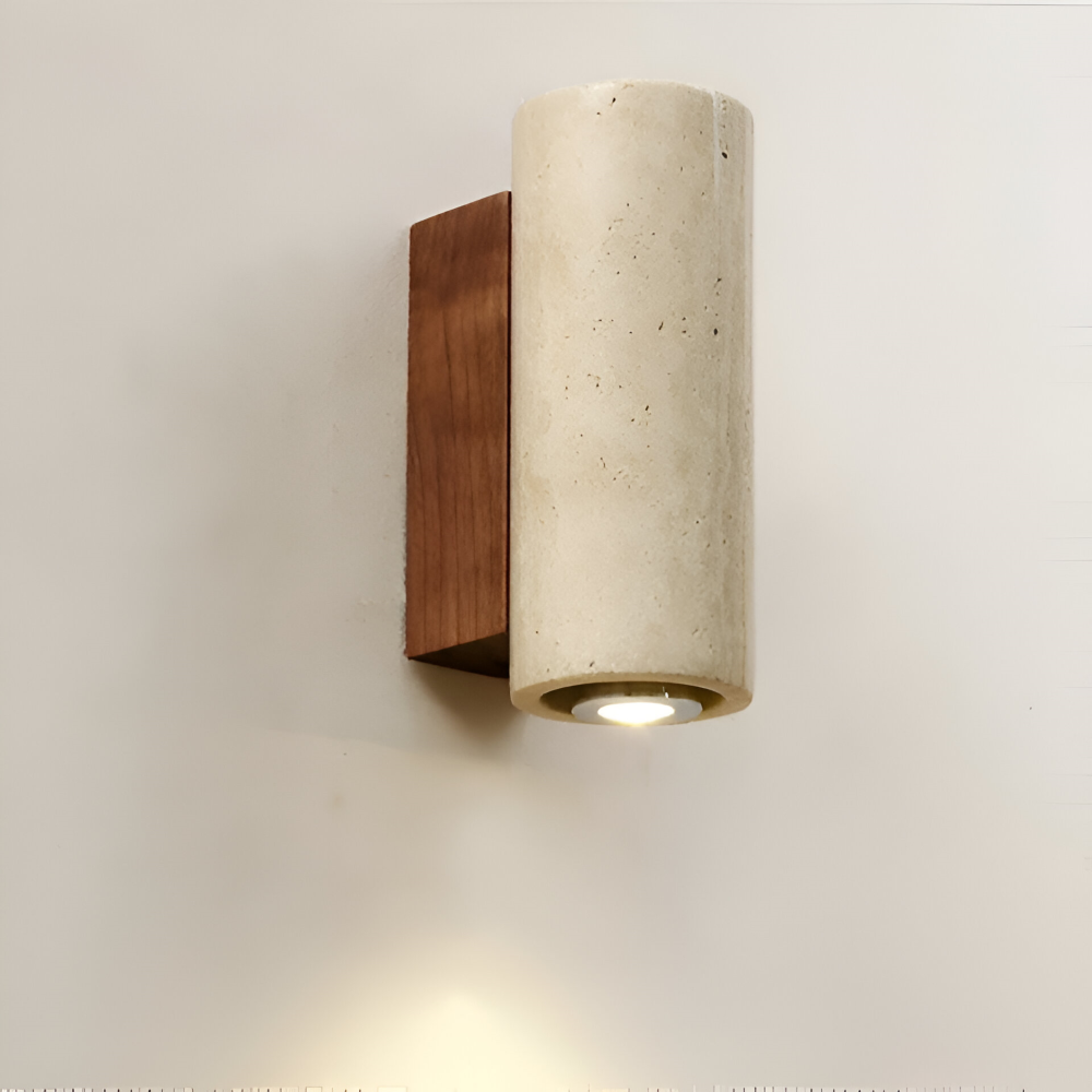 Natursten Vägglampa - Travertin Vägglampa - Strip Vägglampa Marmor Träbas