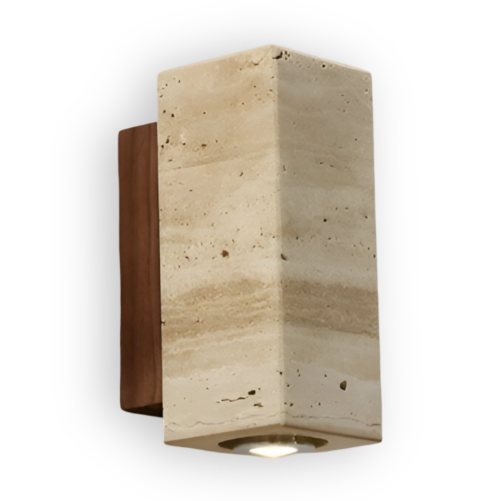 Natursten Vägglampa - Travertin Vägglampa - Strip Vägglampa Marmor Träbas