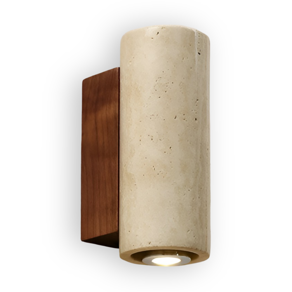 Natursten Vägglampa - Travertin Vägglampa - Strip Vägglampa Marmor Träbas