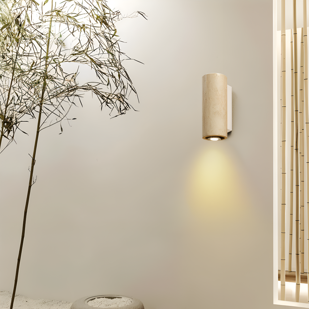 Natursten Vägglampa - Travertin Vägglampa - Strip Vägglampa Marmor Träbas