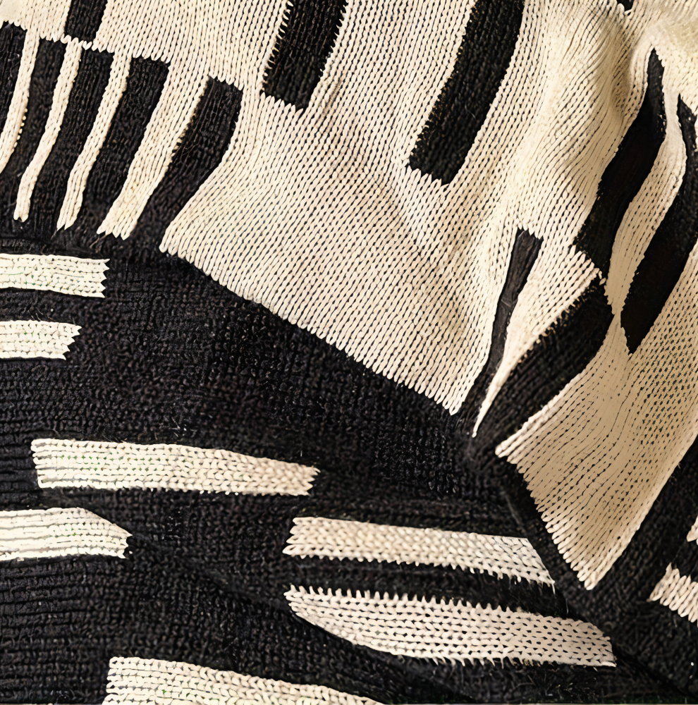 Neutral Dash Plaid - Svart Beige Akryl Fleecefilt - Stickad Sängöverkast