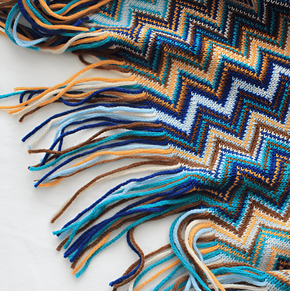 AcrylZag Plaid - Lätt Handstickad Boho-fleecefilt med Tofsdesign