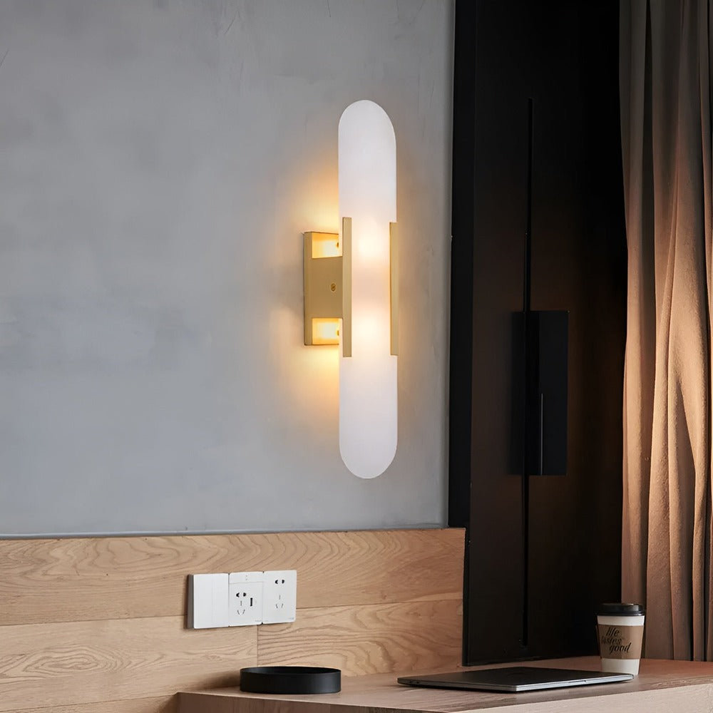 Vägglampa i Alabaster - Modern Vägglampa i Koppar - LED-Vägglampa