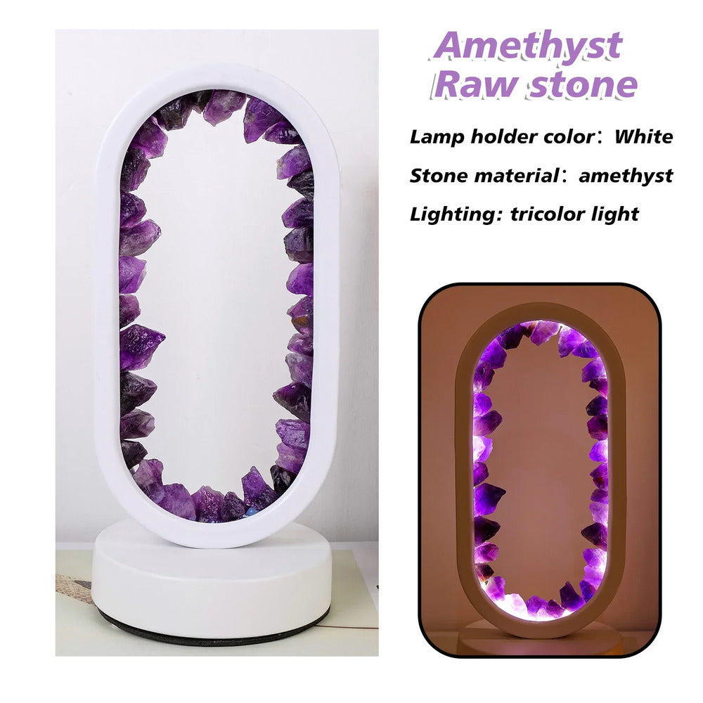 Naturlig Amethyst Avkopplande Nattljus - Avkopplande Aura Ljus för Avslappning och Lugnet