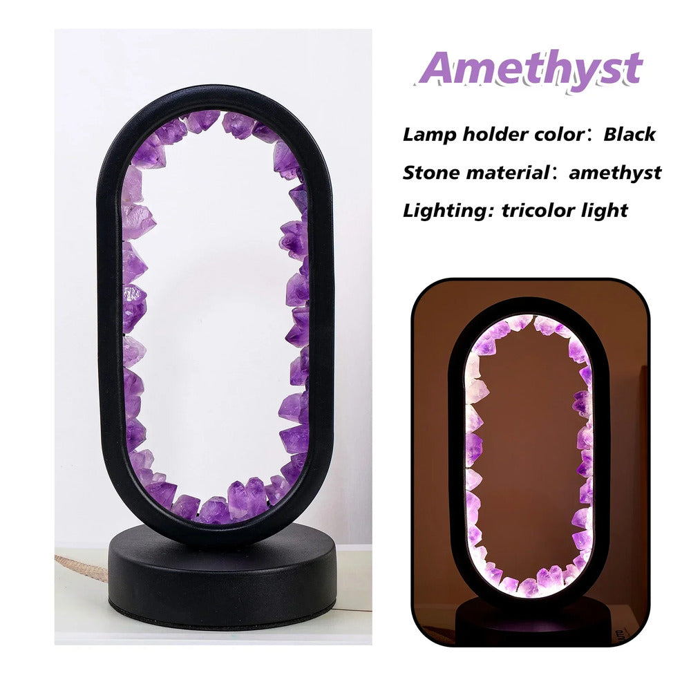 Naturlig Amethyst Avkopplande Nattljus - Avkopplande Aura Ljus för Avslappning och Lugnet