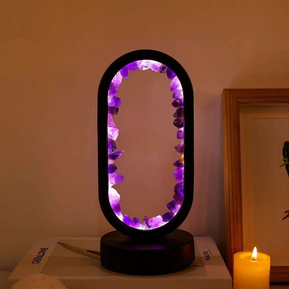 Naturlig Amethyst Avkopplande Nattljus - Avkopplande Aura Ljus för Avslappning och Lugnet