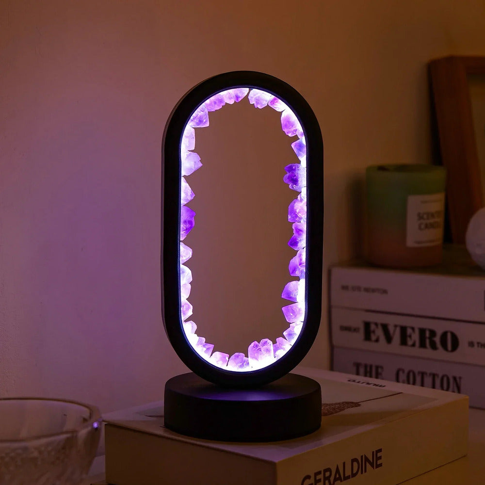 Naturlig Amethyst Avkopplande Nattljus - Avkopplande Aura Ljus för Avslappning och Lugnet