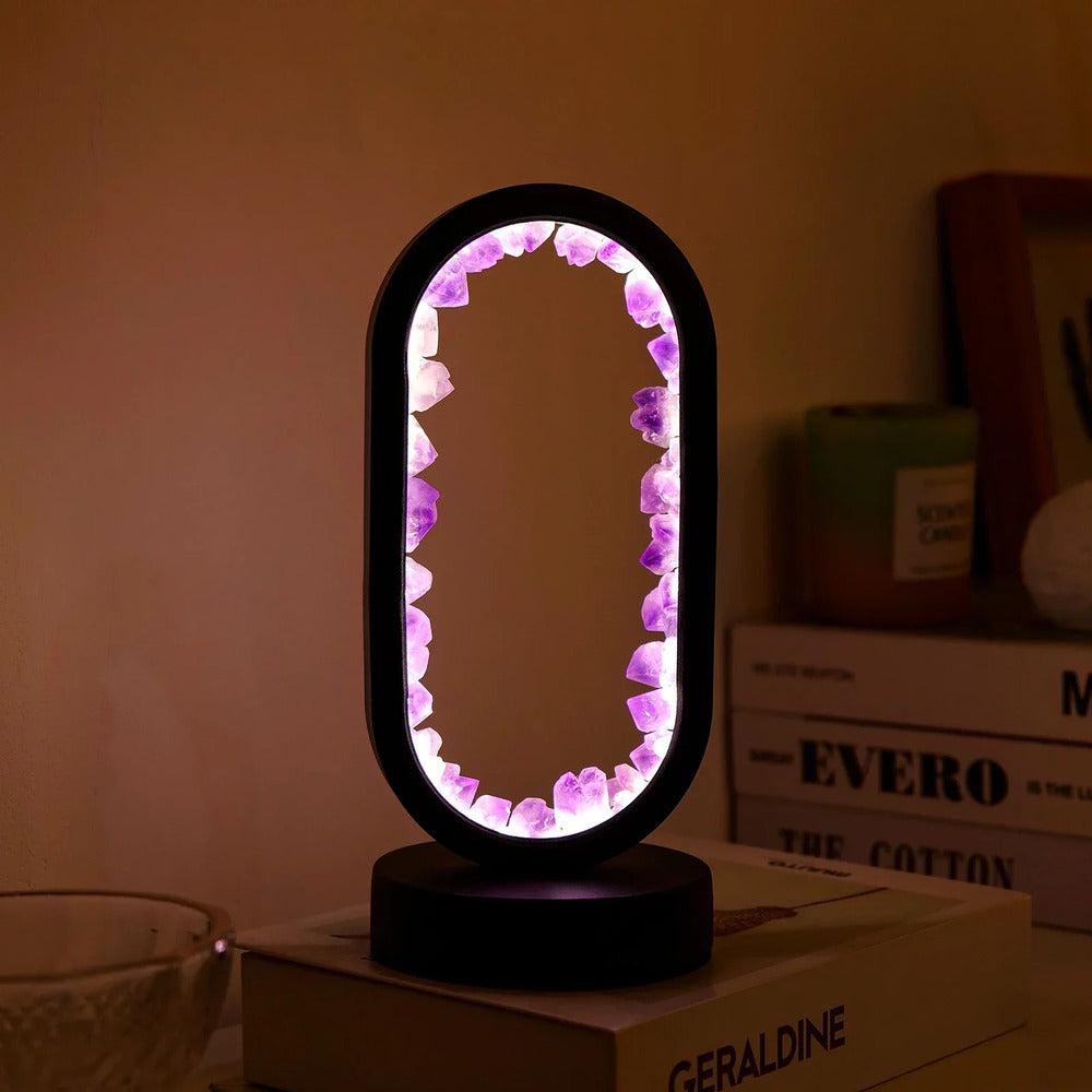 Naturlig Amethyst Avkopplande Nattljus - Avkopplande Aura Ljus för Avslappning och Lugnet