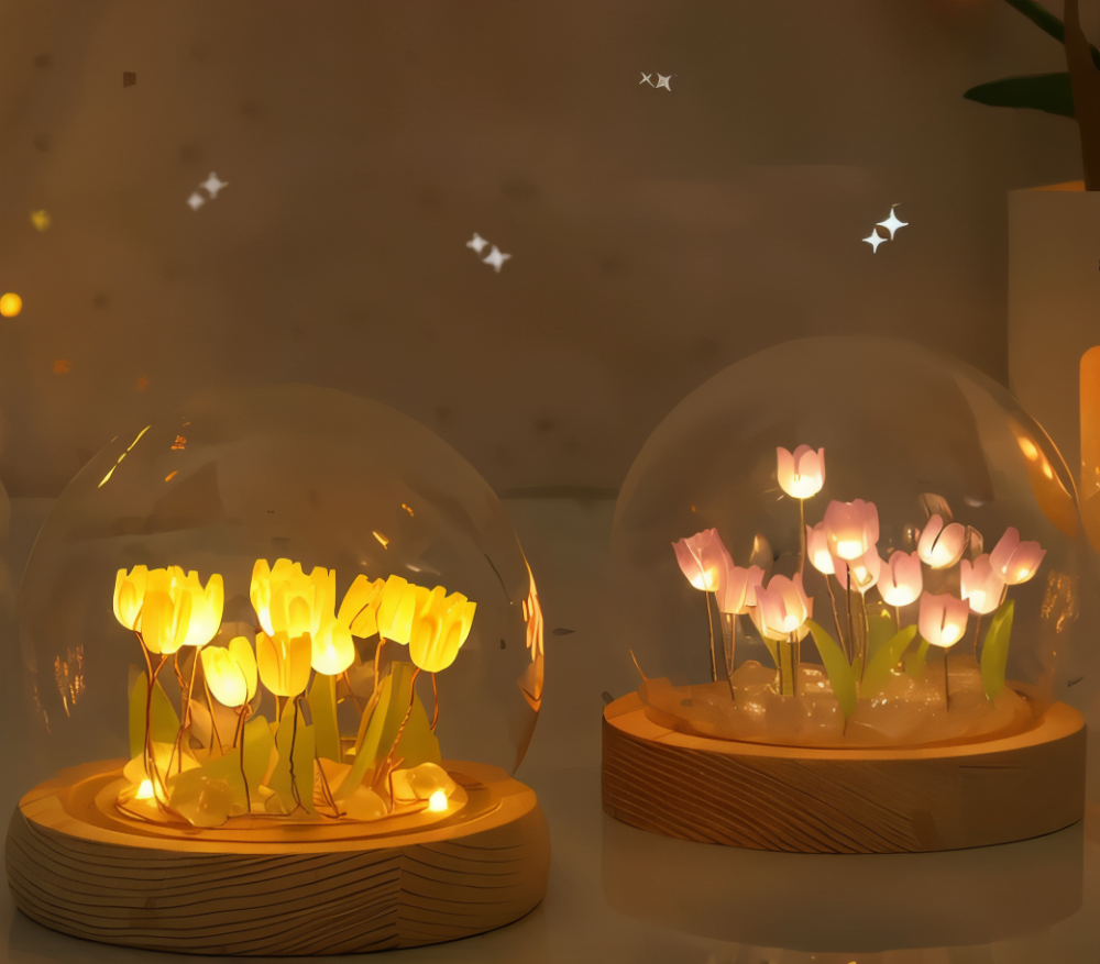 ArtifiTulip Bordslampa - Charmigt DIY LED Blomster Nattljus