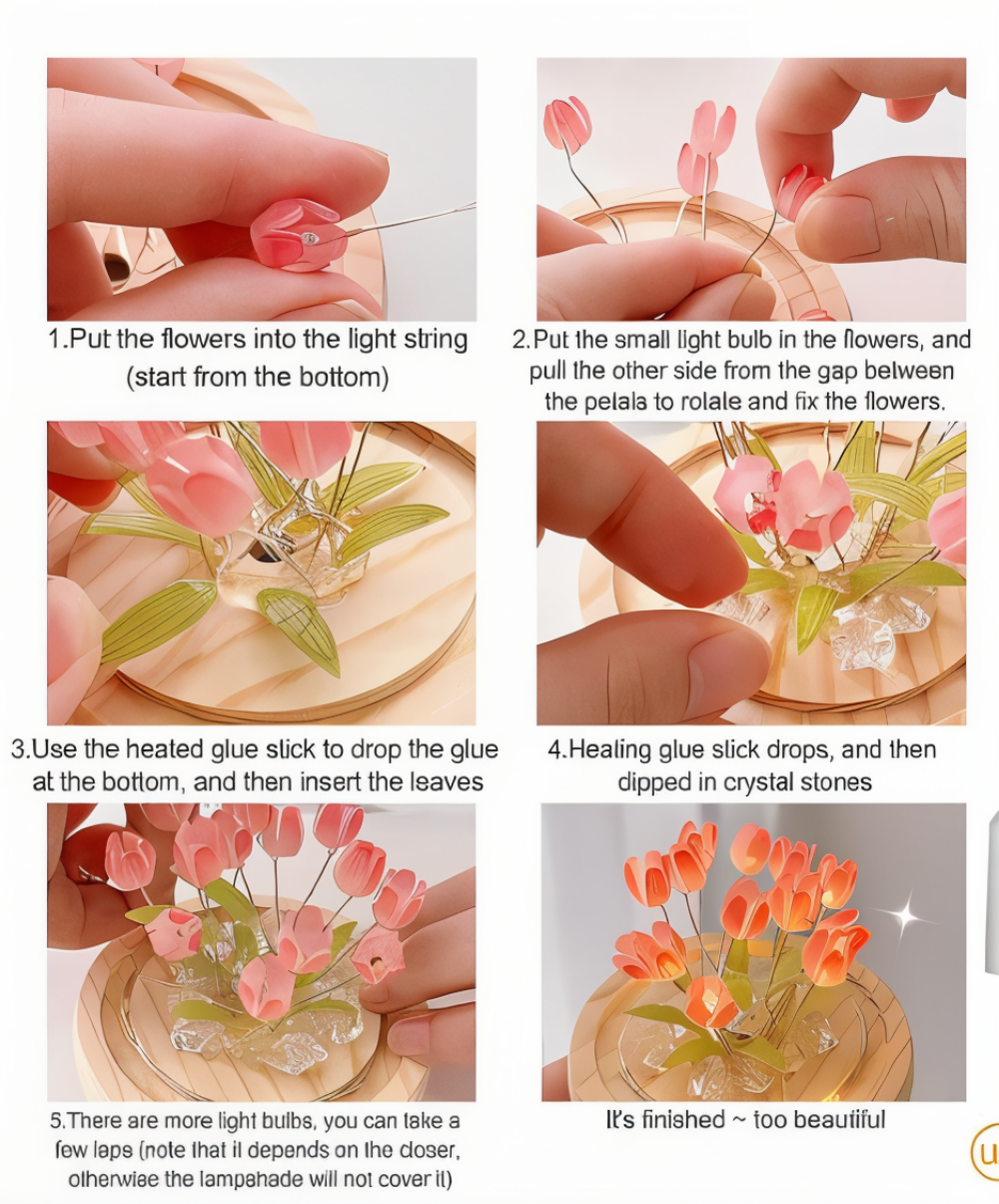 ArtifiTulip Bordslampa - Charmigt DIY LED Blomster Nattljus