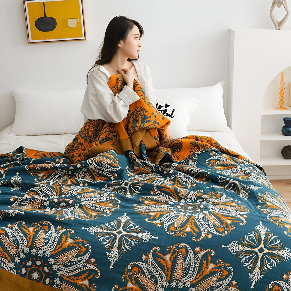 Bohem Plaid - Konstfull Geometrisk filt i Bomullsfleece