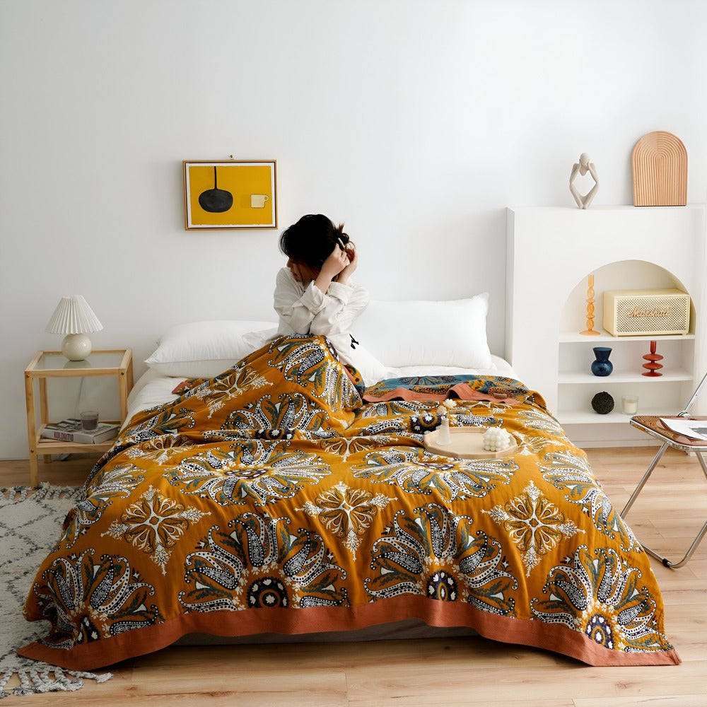 Bohem Plaid - Konstfull Geometrisk filt i Bomullsfleece