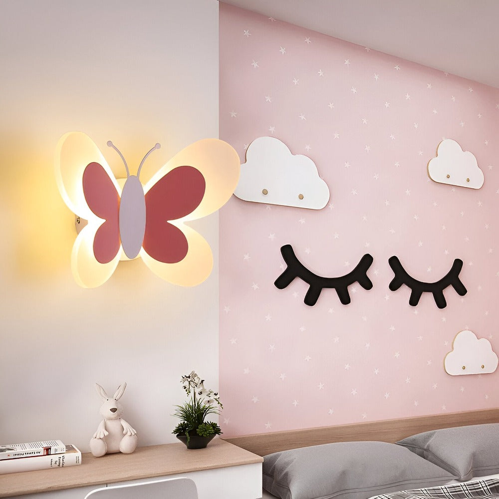 BrilliButterfly Vägglampa - Charmig Akrylvägglampa med Fjäril - Färgglada Vägglampor LED Inomhus