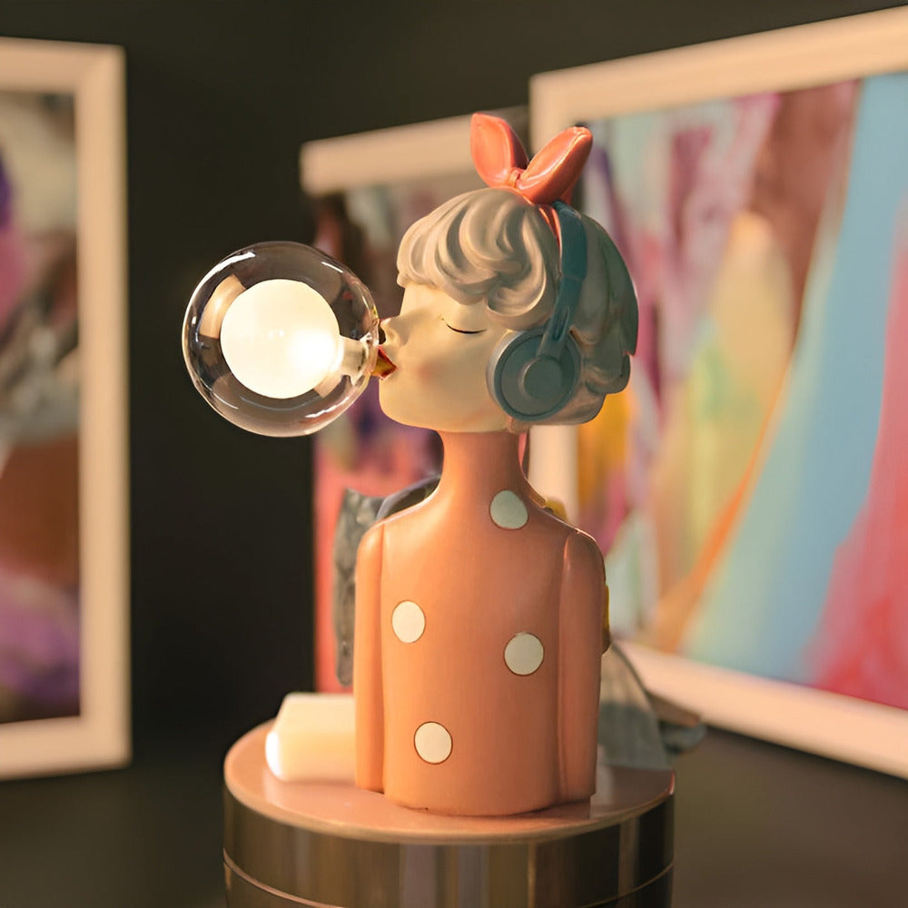 BubbleFairies Bordslampa - Charmig Kvartett av Tecknade Flickstatyer