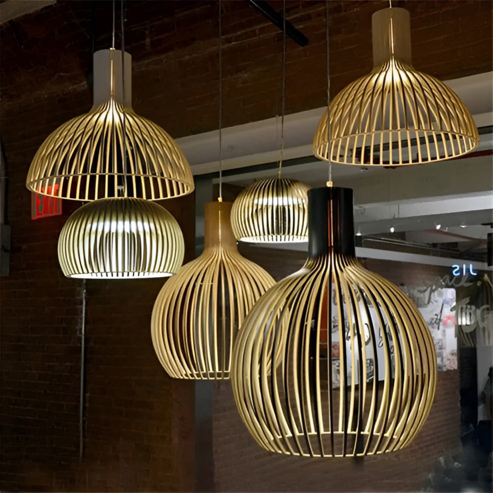 CageGlitz Taklampa - Vintageinspirerad Taklampa i Trä