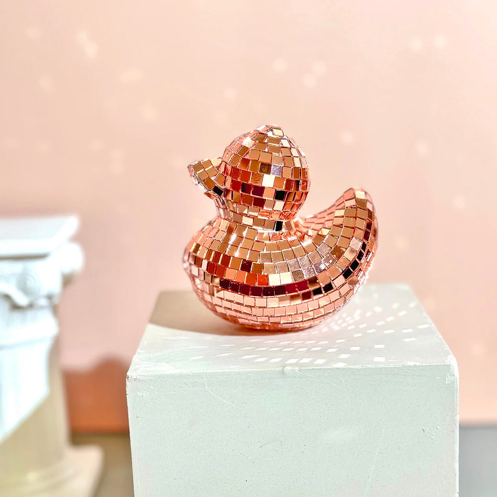 Charmig Anka Spegel Disco Boll - Handgjord Dekorativ Ornament för Trendiga Sovrum och Stiliga Bordytor