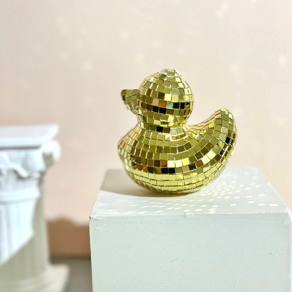 Charmig Anka Spegel Disco Boll - Handgjord Dekorativ Ornament för Trendiga Sovrum och Stiliga Bordytor