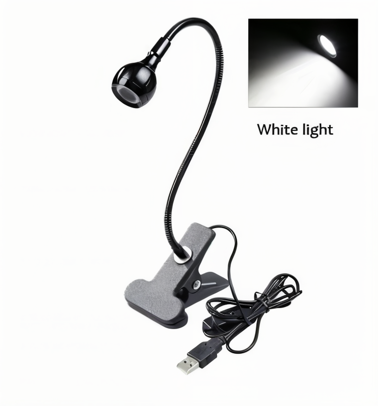 ClipNGlow Skrivbordslampa - 360° Roterbar, USB-driven, Flexibel Skrivbordslampa