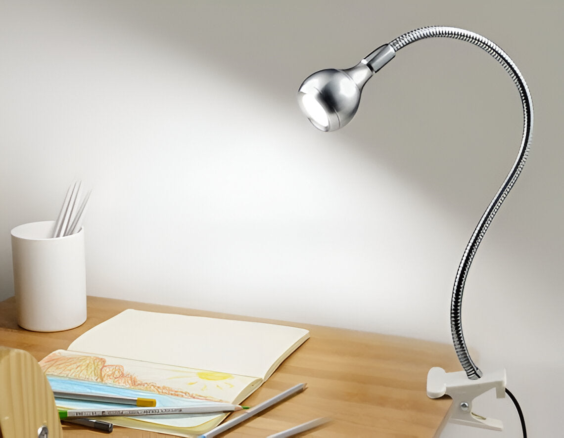 ClipNGlow Skrivbordslampa - 360° Roterbar, USB-driven, Flexibel Skrivbordslampa