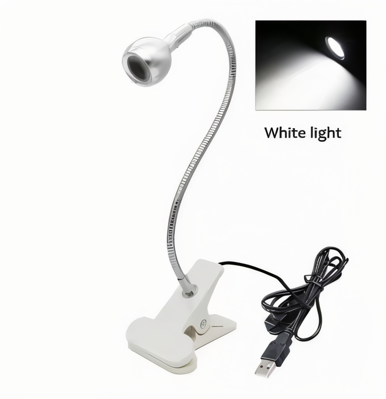 ClipNGlow Skrivbordslampa - 360° Roterbar, USB-driven, Flexibel Skrivbordslampa