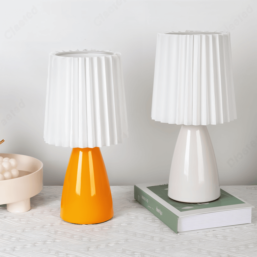 ConePleated Bordslampa - LED Keramisk Milkshake Skrivbordslampa
