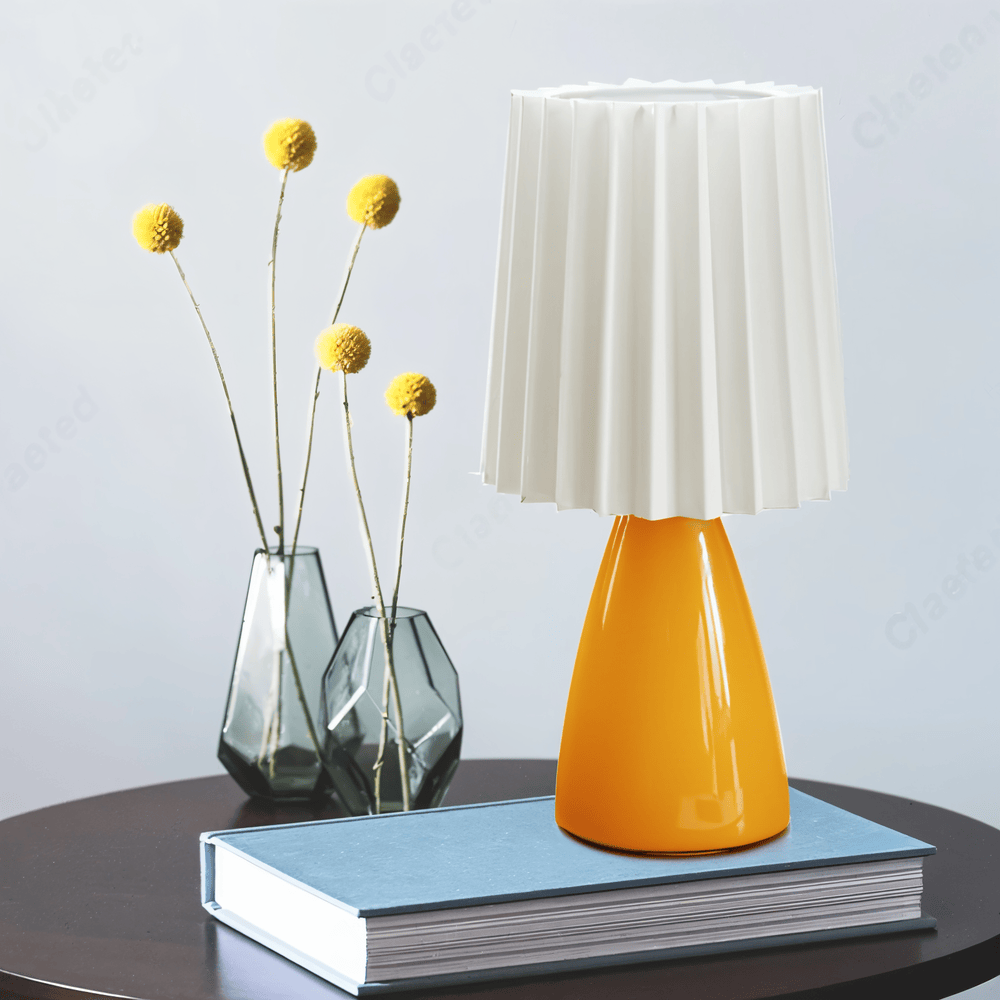 ConePleated Bordslampa - LED Keramisk Milkshake Skrivbordslampa
