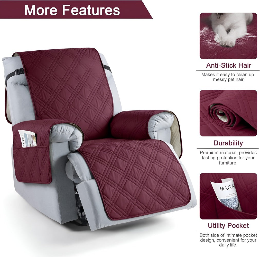 CozyShield - Rutigt Halkskydd för Recliner-Soffa med överdrag för Allroundskydd