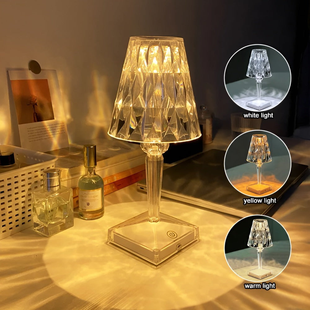 CrystalGlow - LED-Bordslampa med Kristallprojektion Nattlampa
