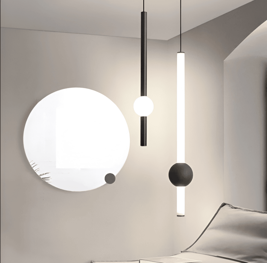 CyliWand LED-Pendellampa - Minimalistisk Geometrisk Pendellampa i Svart/Vit