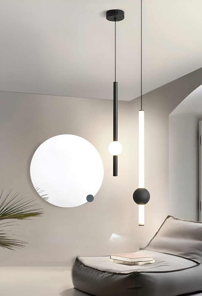 CyliWand LED-Pendellampa - Minimalistisk Geometrisk Pendellampa i Svart/Vit