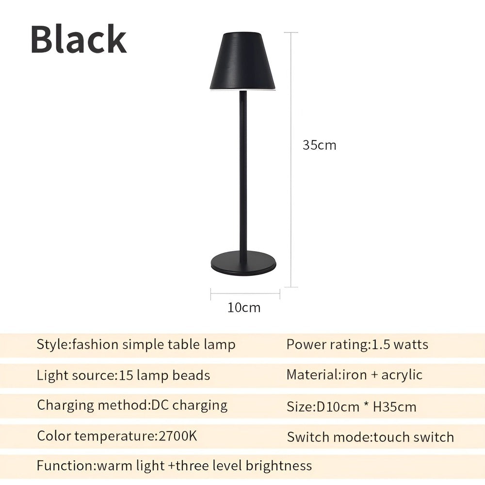 Modern Bordslampa - LED-Lampa i Metall med Pekbrytare och USB-port