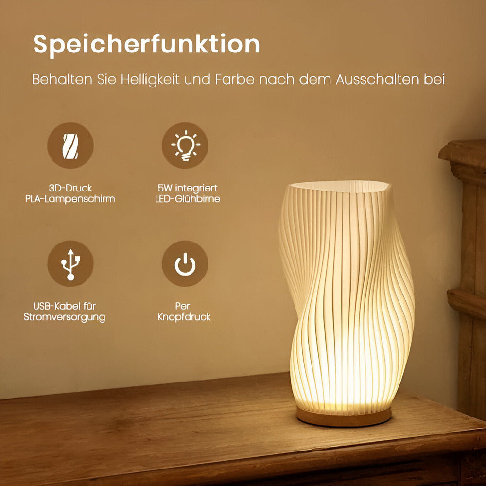 DreamWave - Modern Krämfärgad 3D-Vågslampa med Elegant Metallfot