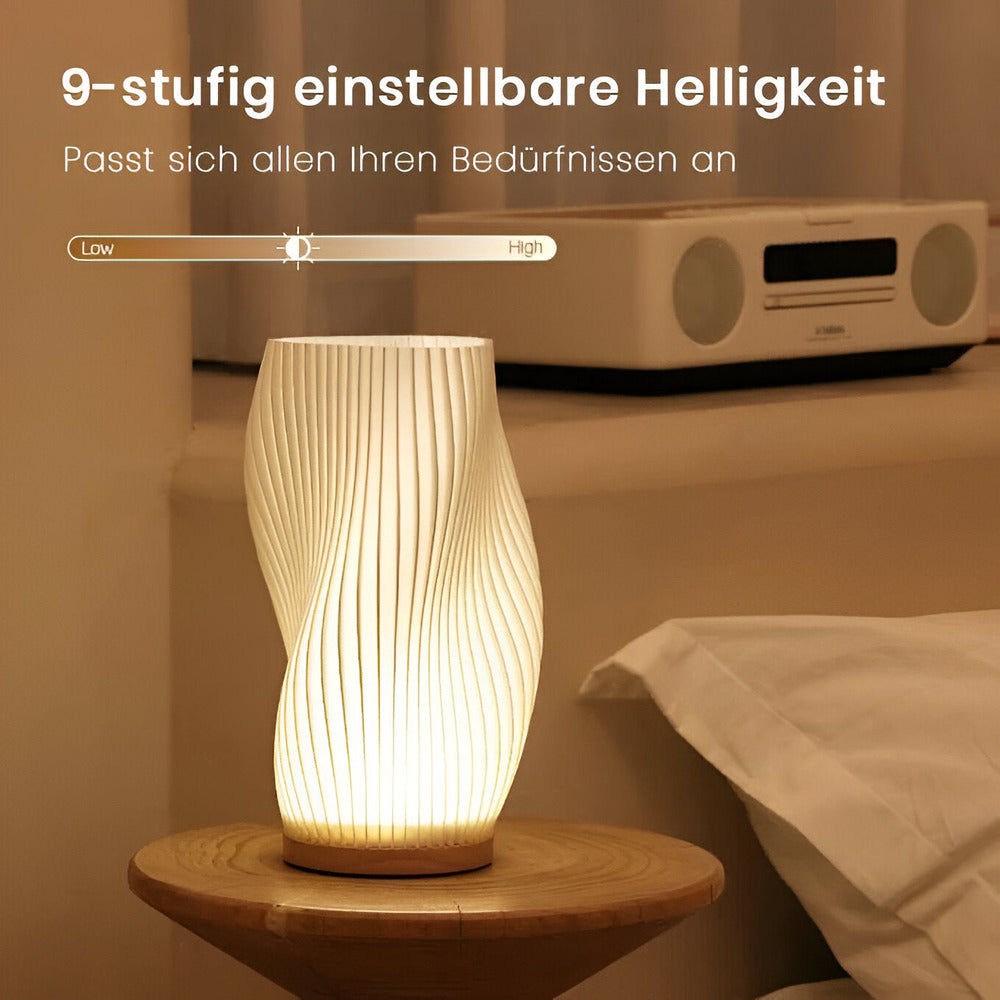DreamWave - Modern Krämfärgad 3D-Vågslampa med Elegant Metallfot