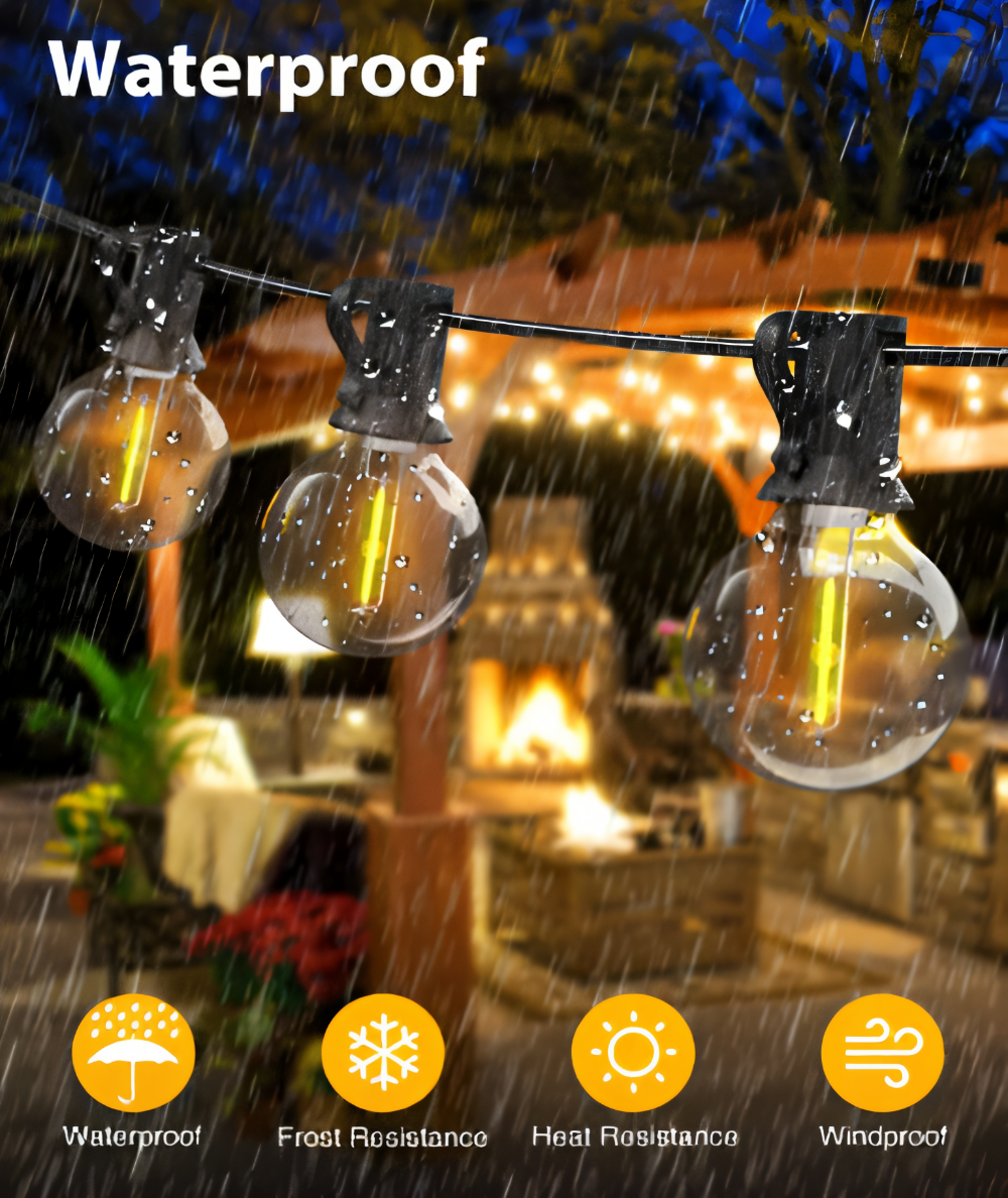ElectriBulb Ljusgirland - G40 Globe Utomhusbelysning - IP44 & Bruchsäker Trädgårdsbelysning