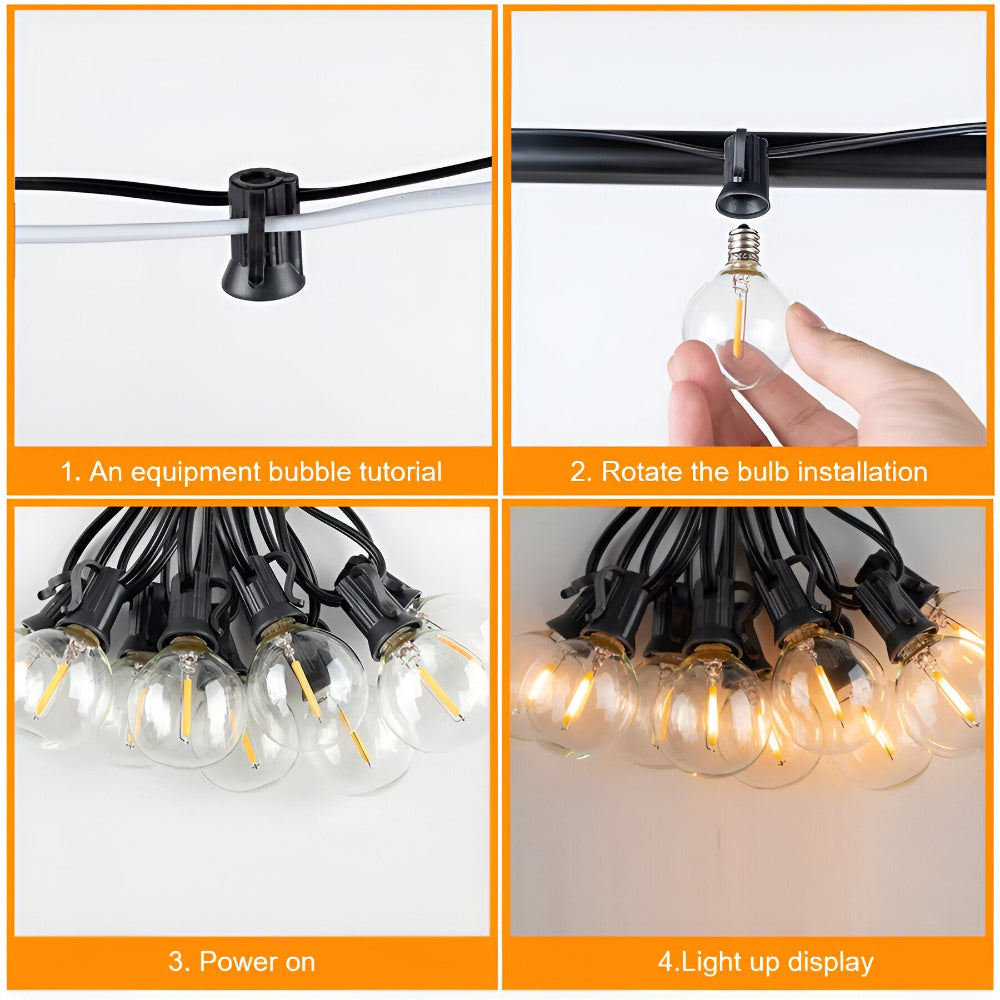 ElectriBulb Ljusgirland - G40 Globe Utomhusbelysning - IP44 & Bruchsäker Trädgårdsbelysning