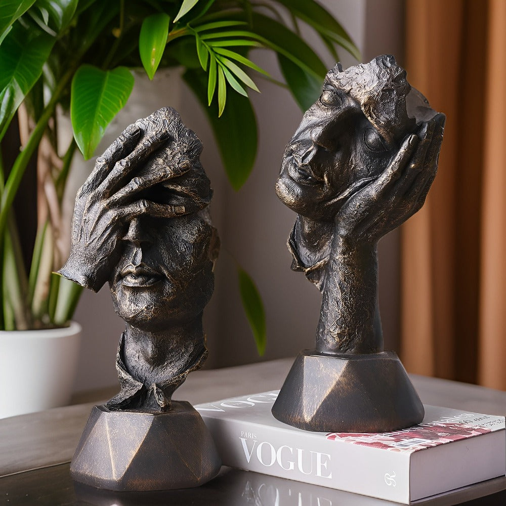 Expressive Face - Kreativ Abstrakt Ansiktsskulptur för hem- och Kontorsinredning