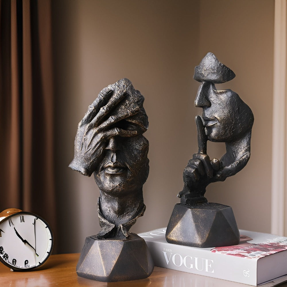 Expressive Face - Kreativ Abstrakt Ansiktsskulptur för hem- och Kontorsinredning