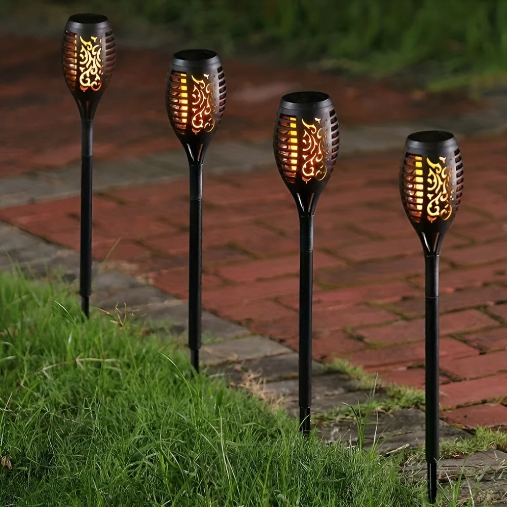 Ficklampa - IP65 Vattentäta Solcellslampor med Flimrande Flamma för Utomhusbruk