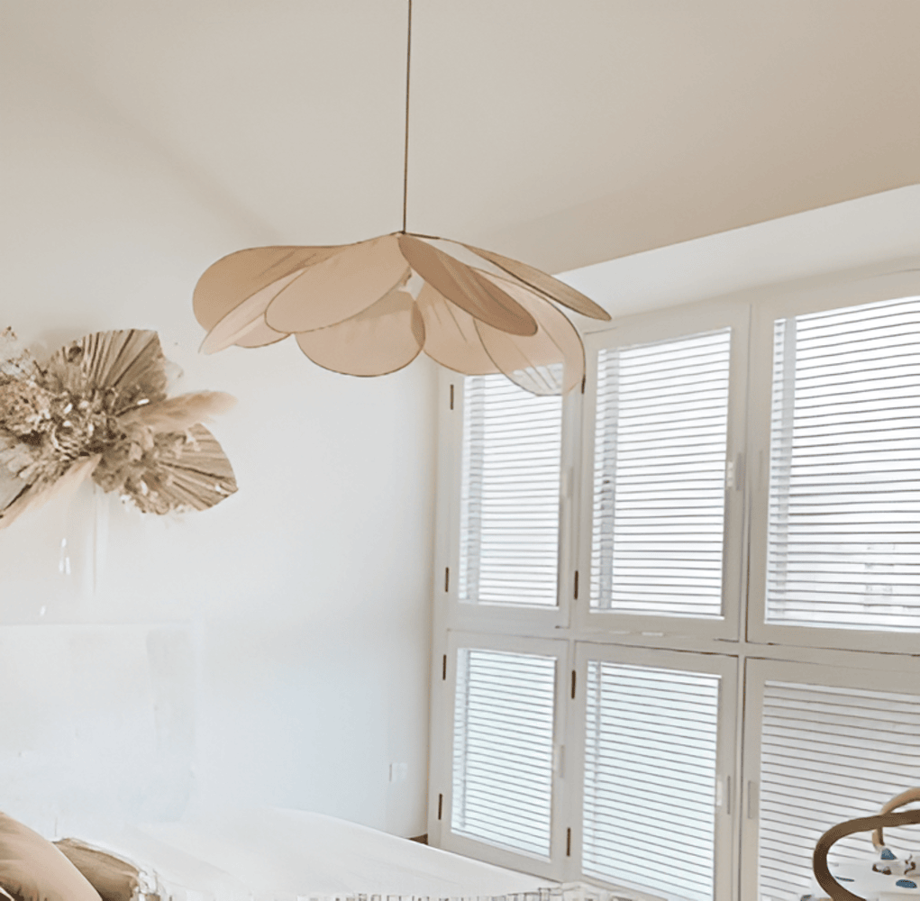 FloryVint Taklampa – Vintage Hänglampa med Blomdesign i Tyg för Vardagsrum