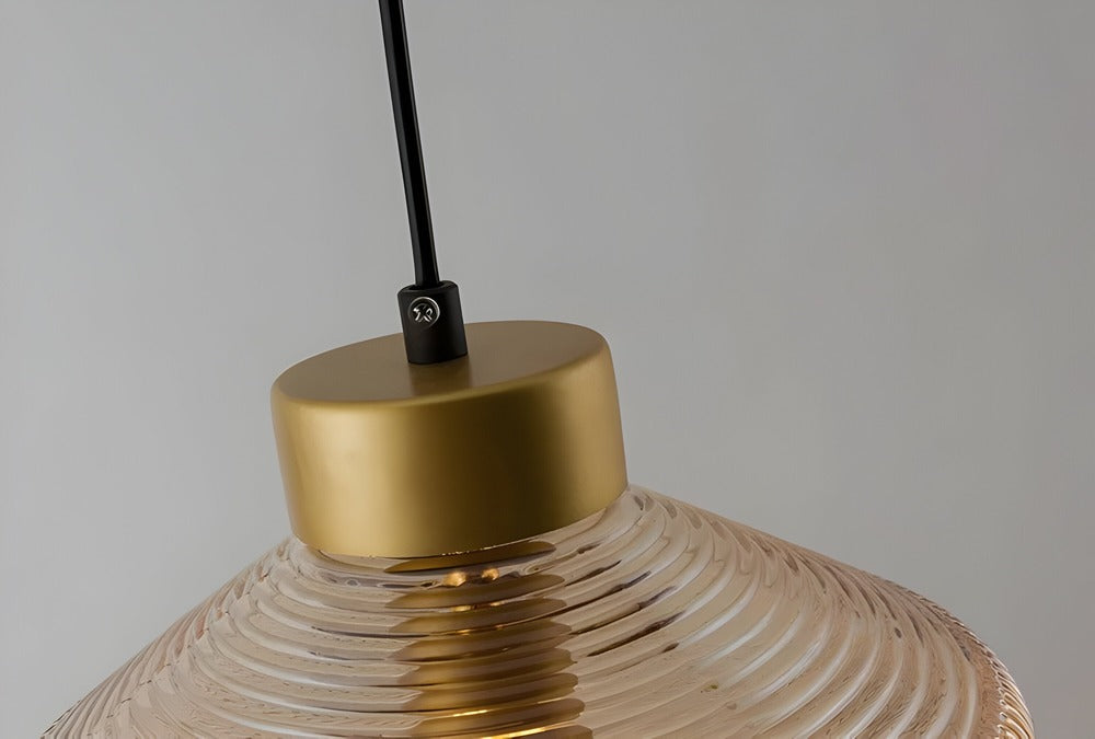 GeomGlass Taklampa - Vintage Rökgrå och Bärnstensfärgad Taklampa med Ribbor