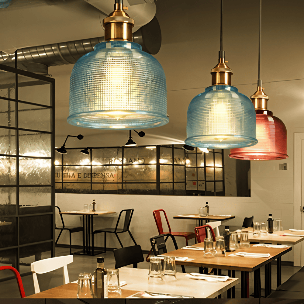 Glansig Bell Taklampa - Färgglad Retro Glas Taklampa-Modern Hängande Lampa
