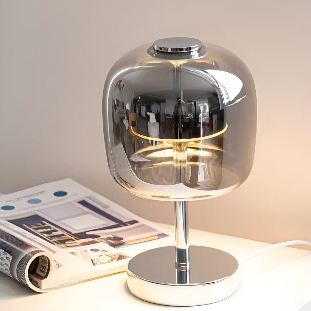 Gleam Lamp - Snygg Lampa i Rökgrått Glas USB-driven Dimbar Belysning