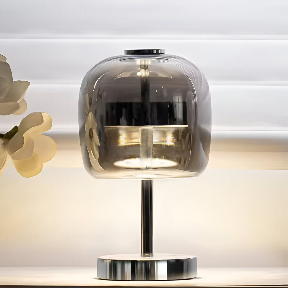 Gleam Lamp - Snygg Lampa i Rökgrått Glas USB-driven Dimbar Belysning