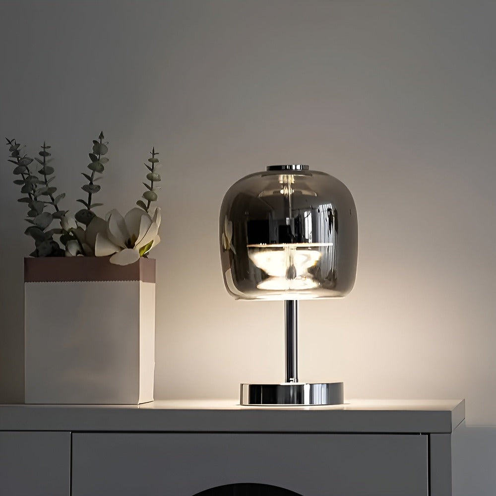 Gleam Lamp - Snygg Lampa i RökgrÄtt Glas USB-driven Dimbar Belysning
