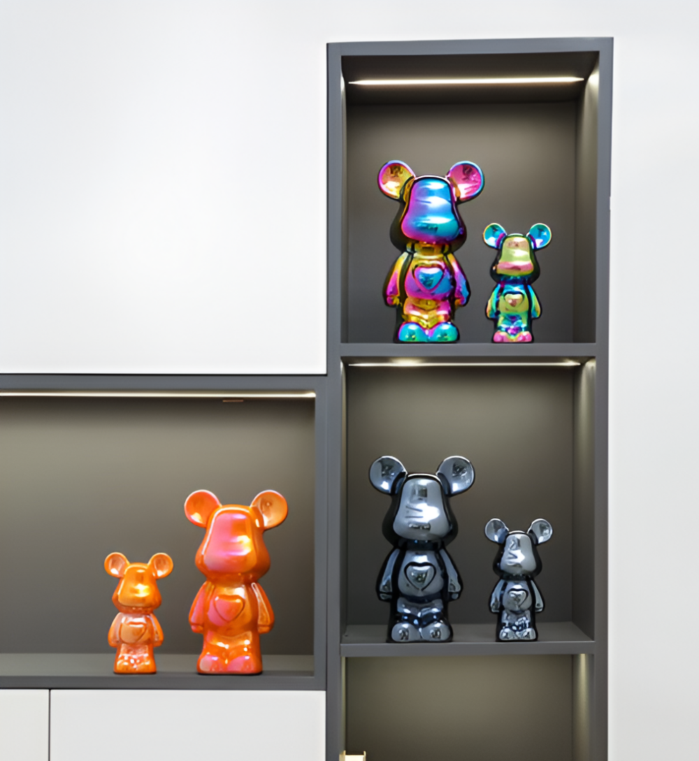 GlossiBear Figur - Färgglad Modern Björkonst Staty