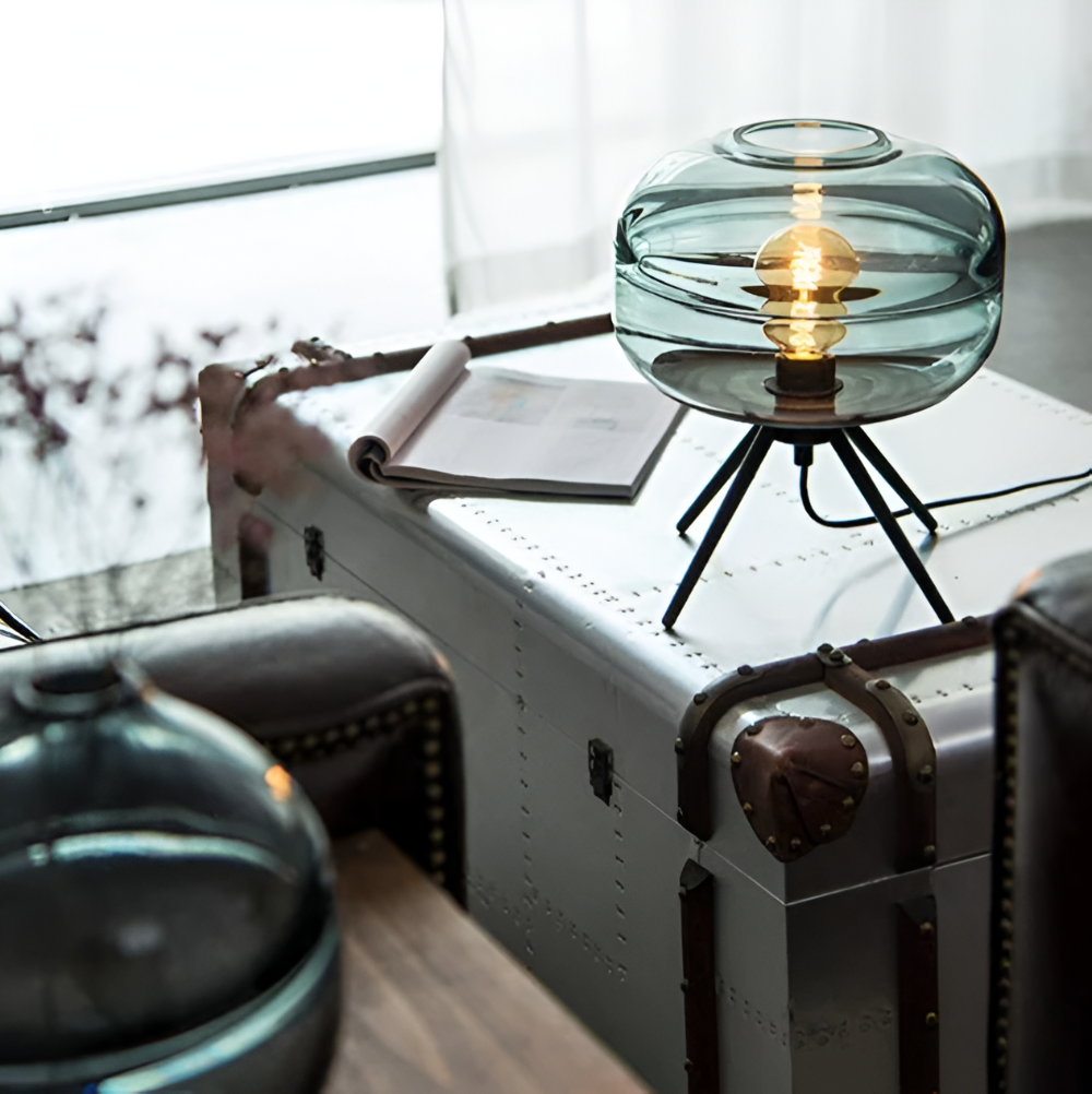 GlossiQuad Bordslampa - Vintage Dome Quadpod Design E27 Glas Skrivbordslampa