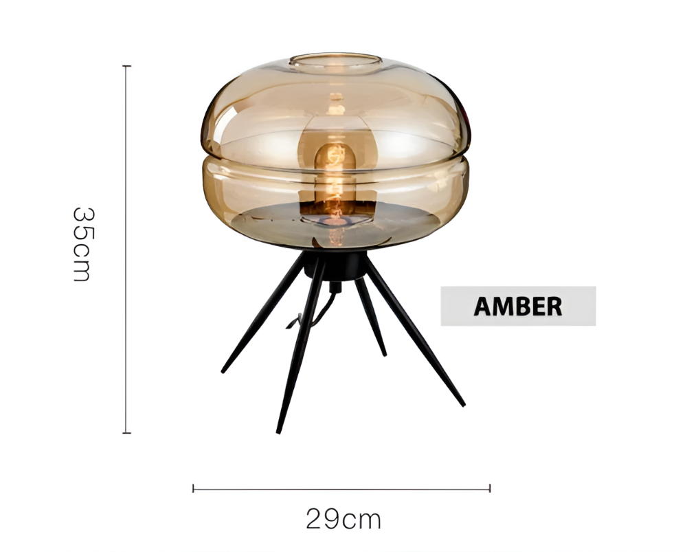 GlossiQuad Bordslampa - Vintage Dome Quadpod Design E27 Glas Skrivbordslampa