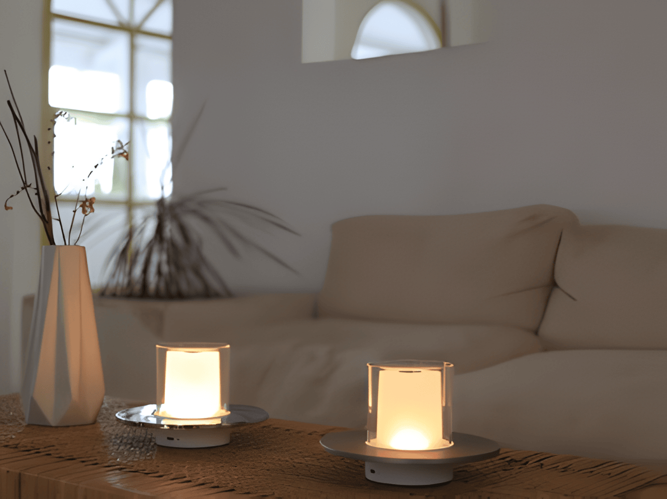 GlowGest Bordslampa - Modern Uppladdningsbar Cylindrisk Ljus LED Skrivbordslampa